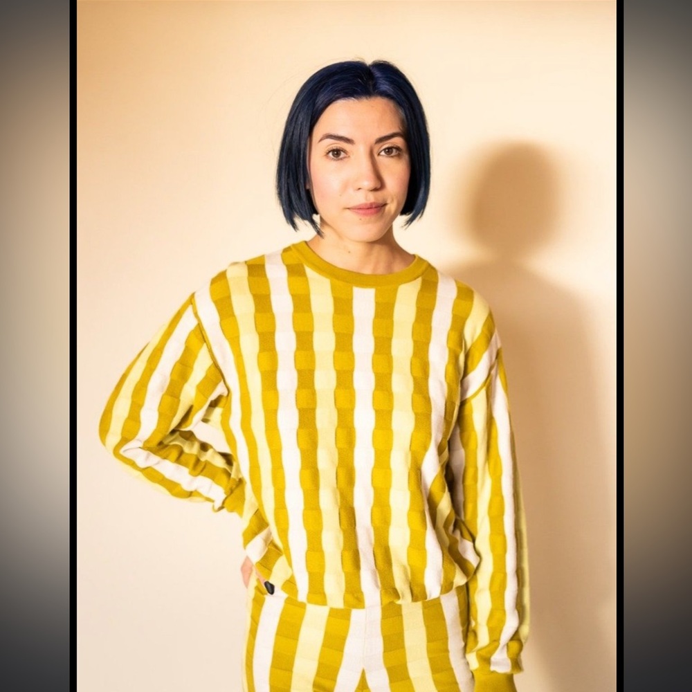 Back Beat Co. Yellow checkered sweater - XS / S